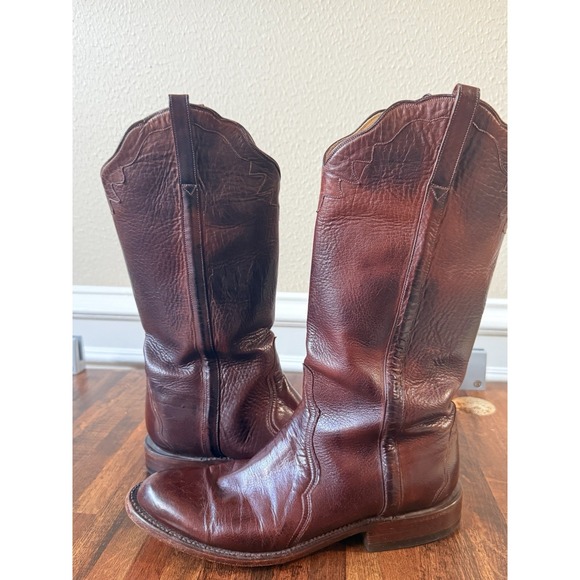 Lucchese Women's Cowboy Boots Whiskey Florence Buffalo Leather Roper Triad 6.5 B - Picture 2 of 11